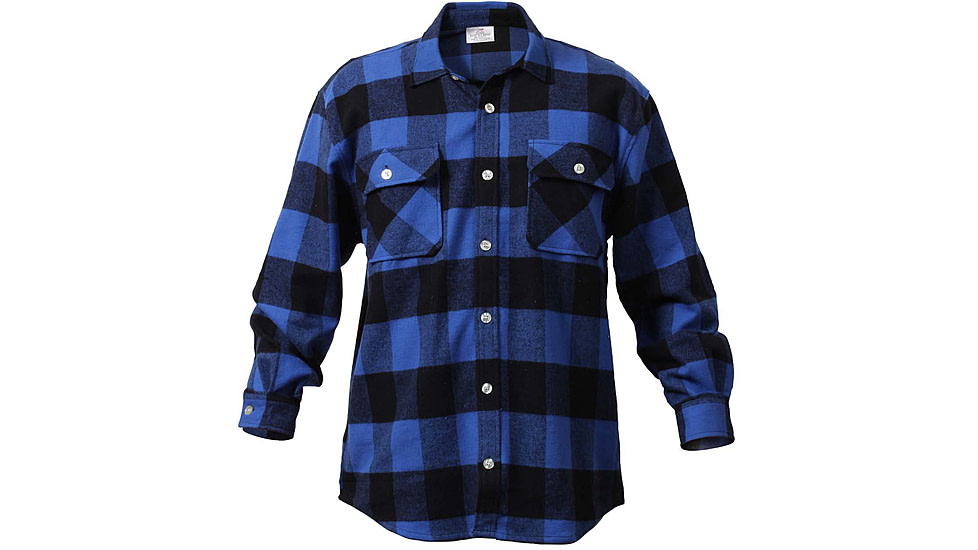 Rothco Extra Heavyweight Buffalo Plaid Flannel Shirts, Blue Plaid, Small, 4739-BluePlaid-S
