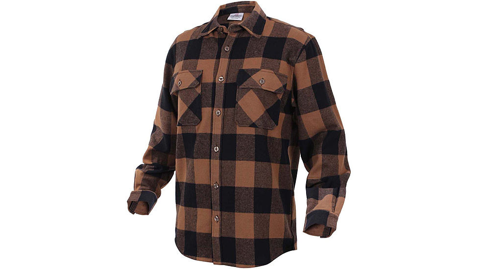 Rothco Extra Heavyweight Buffalo Plaid Flannel Shirts, Brown Plaid, M, 4667-BrownPlaid-M