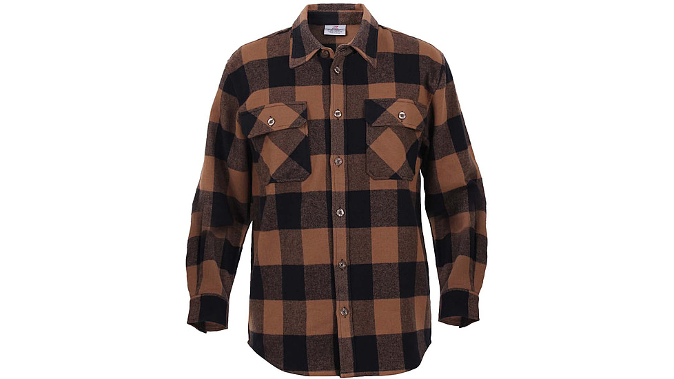 Rothco Extra Heavyweight Buffalo Plaid Flannel Shirts, Brown Plaid, M, 4667-BrownPlaid-M