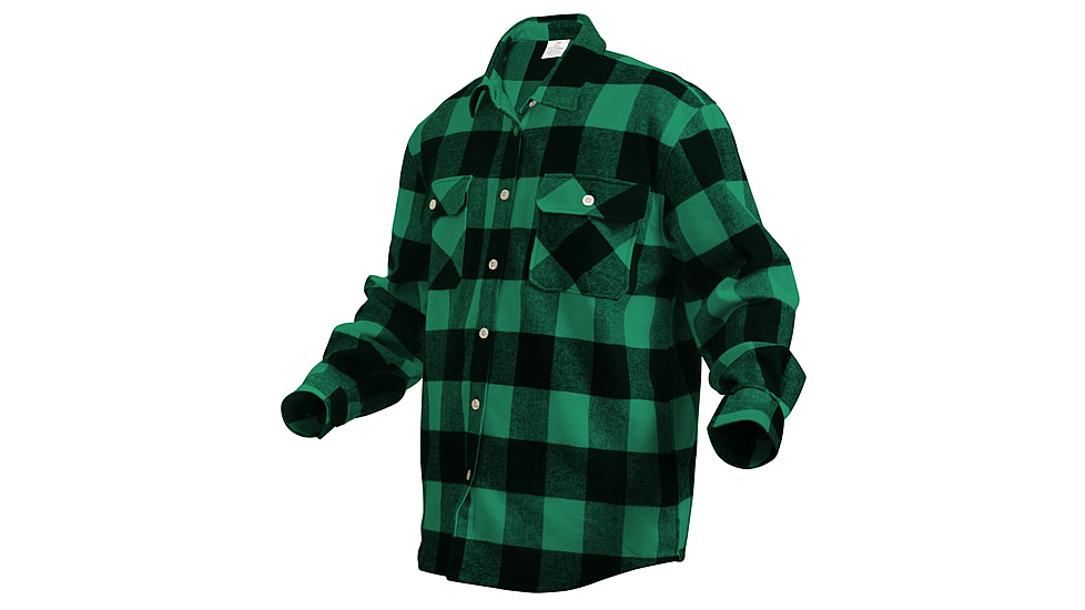 Rothco Extra Heavyweight Buffalo Plaid Flannel Shirts 260, Green Plaid, 5XL, 3742-GreenPlaid-5XL