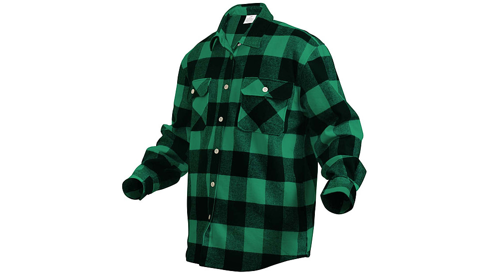 Rothco Extra Heavyweight Buffalo Plaid Flannel Shirts, Green Plaid, M, 4739-GreenPlaid-M