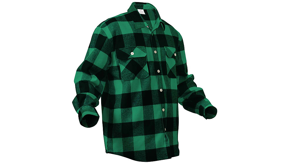 Rothco Extra Heavyweight Buffalo Plaid Flannel Shirts, Green Plaid, M, 4739-GreenPlaid-M