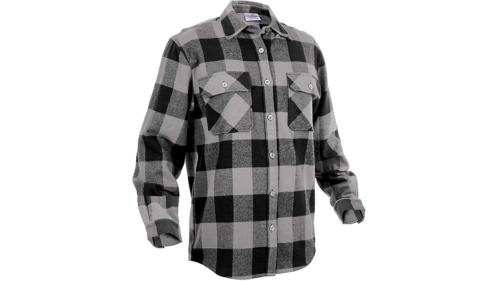 Rothco Extra Heavyweight Buffalo Plaid Flannel Shirts, Grey Plaid, M, 4690-GreyPlaid-M