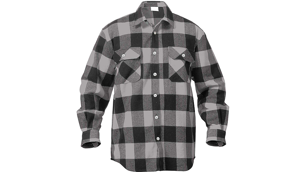 Rothco Extra Heavyweight Buffalo Plaid Flannel Shirts, Grey Plaid, M, 4690-GreyPlaid-M