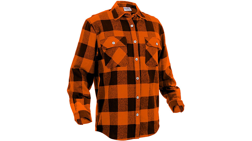 Rothco Extra Heavyweight Buffalo Plaid Flannel Shirts, Orange Plaid, Small, 4672-OrangePlaid-S
