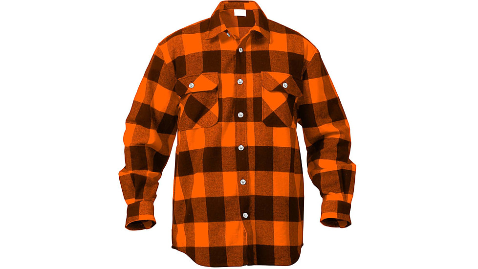 Rothco Extra Heavyweight Buffalo Plaid Flannel Shirts, Orange Plaid, Small, 4672-OrangePlaid-S