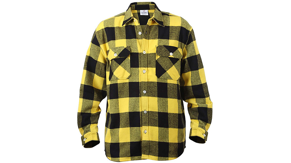 Rothco Extra Heavyweight Buffalo Plaid Flannel Shirts, Yellow Plaid, XL, 4649-YellowPlaid-XL