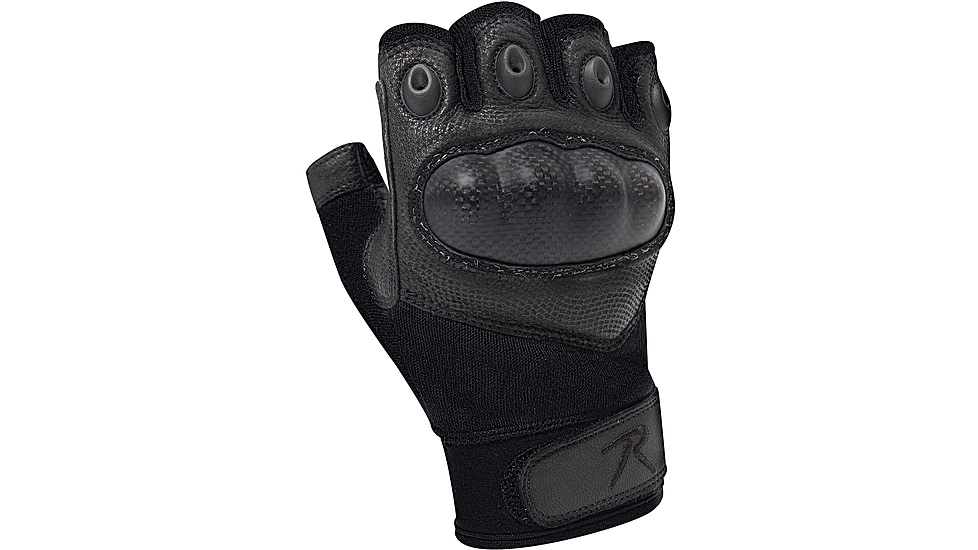 Rothco Fingerless Cut and Fire Resistant Carbon Hard Knuckle Gloves, Black, Small, 28081-S