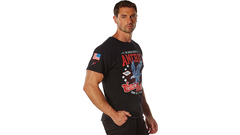 Rothco Freedom &amp; Liberty Patriotic T-Shirt, Black, Small, 18125-Black-S