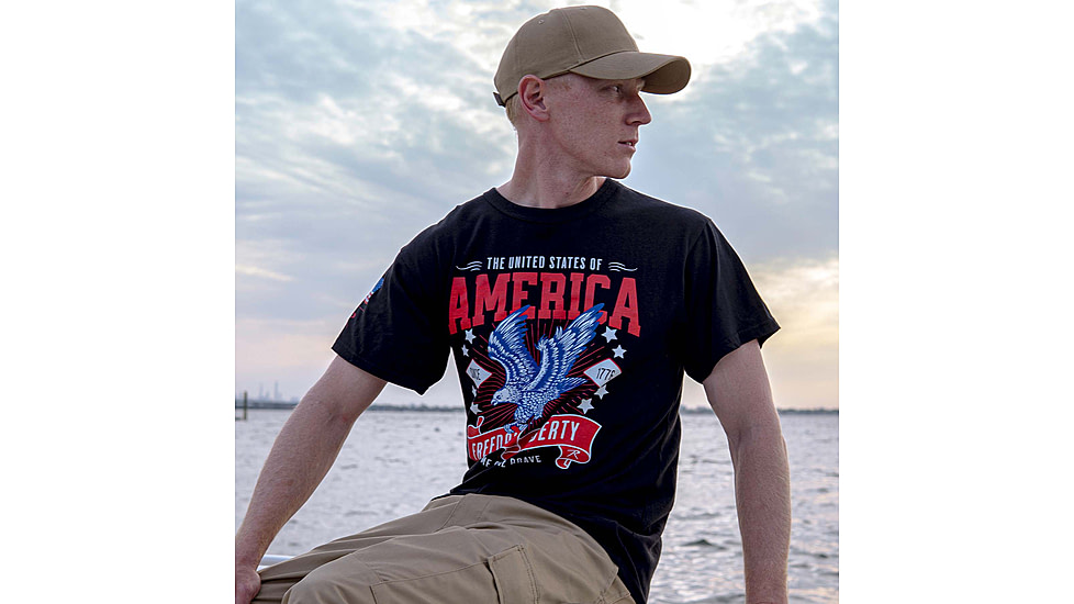 Rothco Freedom &amp; Liberty Patriotic T-Shirt, Black, Small, 18125-Black-S
