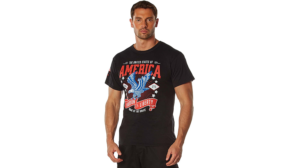 Rothco Freedom &amp; Liberty Patriotic T-Shirt - Mens, Black, Small, 18125-Black-S