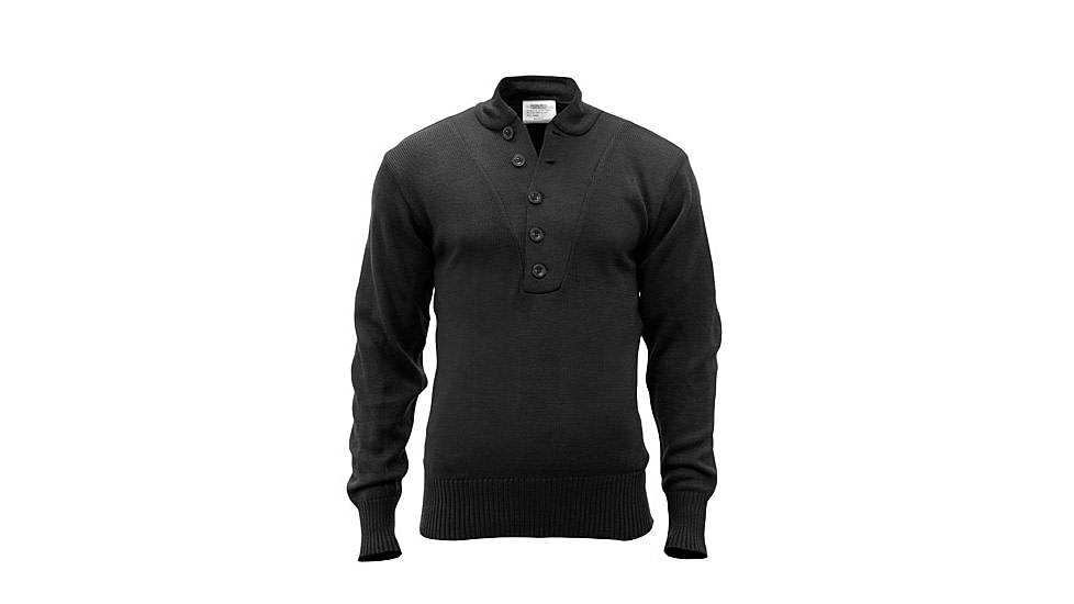 Rothco G.I. Style 5-Button Acrylic Sweater, Black, Small, 6368-Black-S