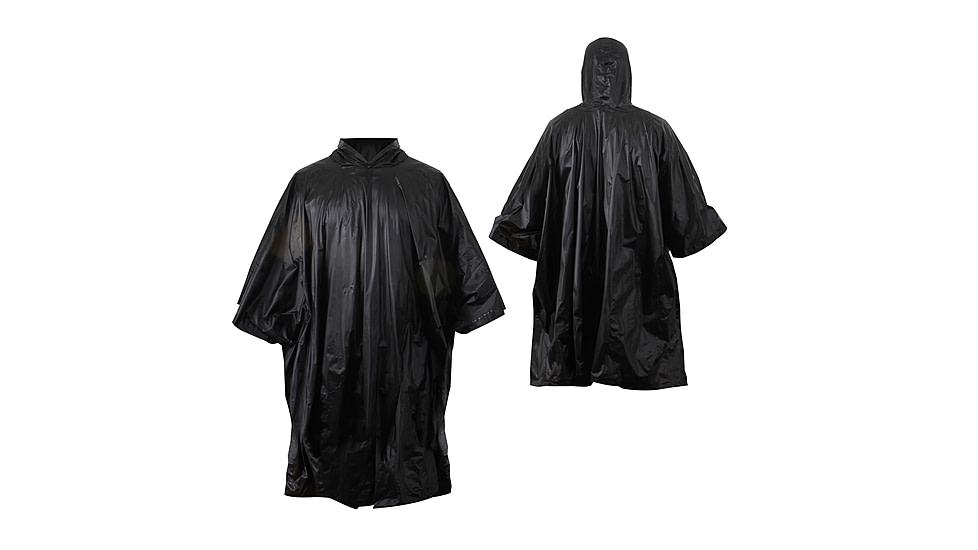 Rothco G.I. Type Military Rip-Stop Poncho, Black, 4958-Black
