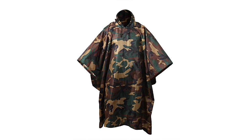 Rothco G.I. Type Military Rip-Stop Poncho, Woodland Camo, 4858-WoodlandCamo