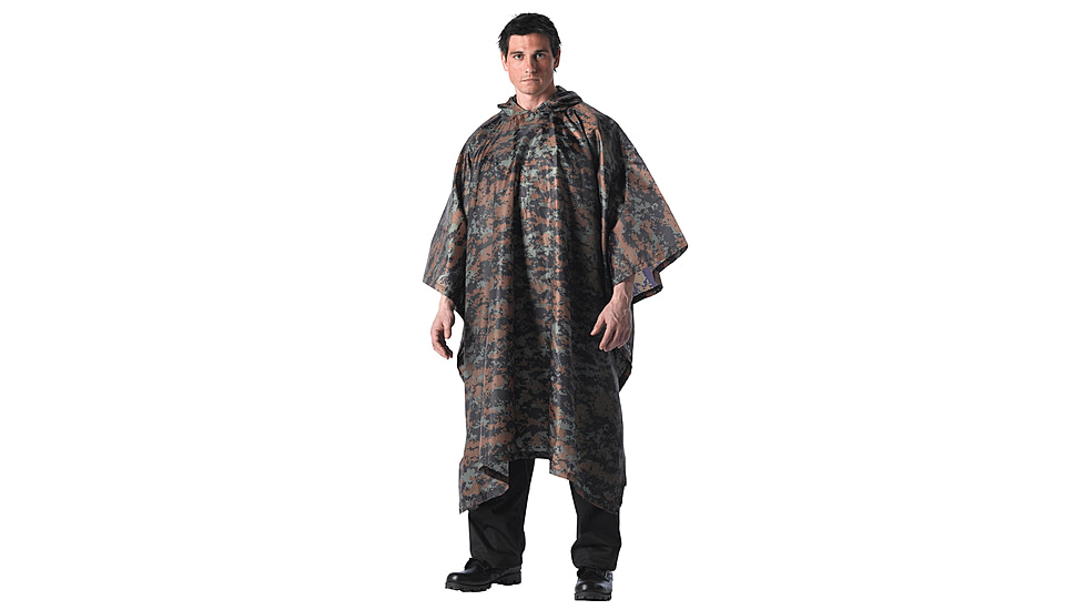 Rothco G.I. Type Military Rip-Stop Poncho, Woodland Digital Camo, 4358-WoodlandDigitalCamo