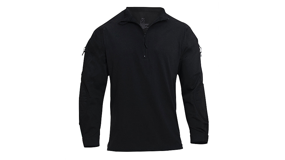 Rothco 1/4 Zip Tactical Airsoft Combat Shirt - Men's, Black, Small, 10216-Black-S