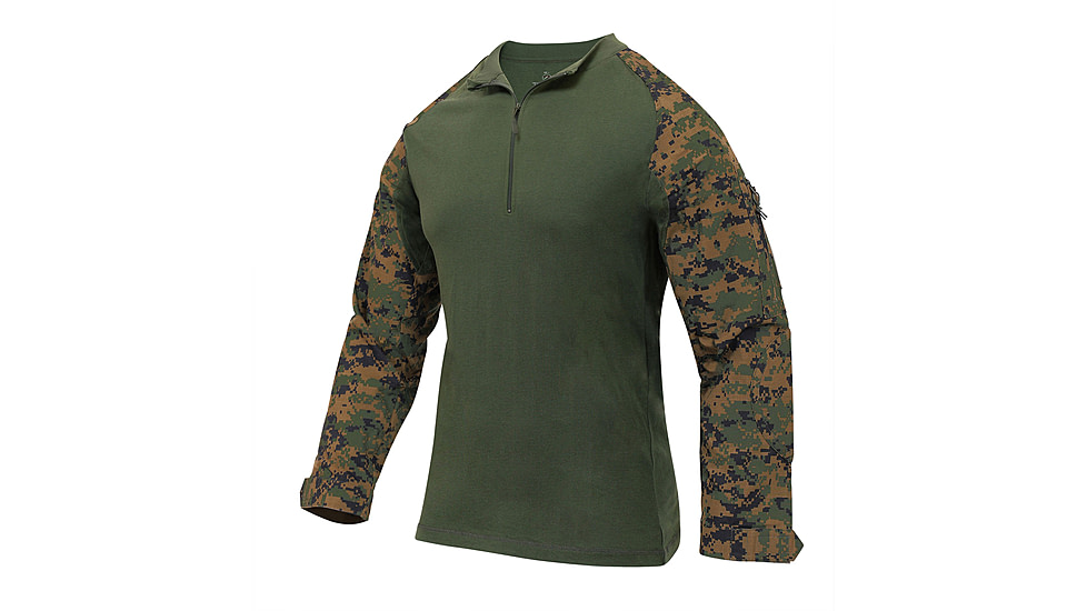 Rothco 1/4 Zip Tactical Airsoft Combat Shirt - Men's, Woodland Digital Camo, Small, 10224-WoodlandDigitalCamo-S