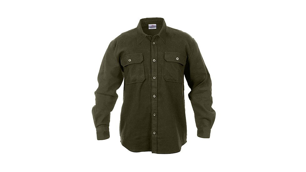 Rothco Heavy Weight Solid Flannel Shirt, Olive Drab, Small, 4669-OliveDrab-S