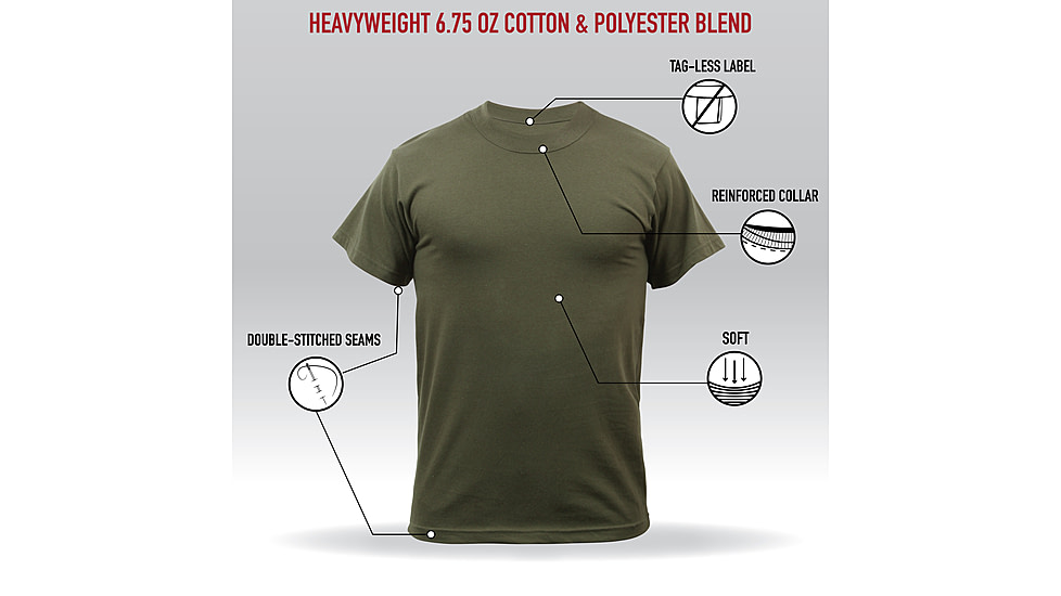 Rothco Heavyweight T-Shirt 5014, Olive Drab, XL, 50190-OliveDrab-XL