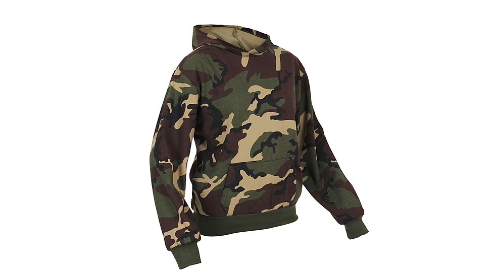 Rothco Camo Pullover Hooded Sweatshirt - Kid's, Extra Small, Woodland Camo, 6490-002
