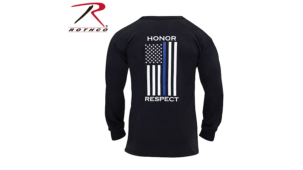 Rothco Thin Blue Line Honor and Respect Long Sleeve T-Shirt - Men's, Small, 4785-S