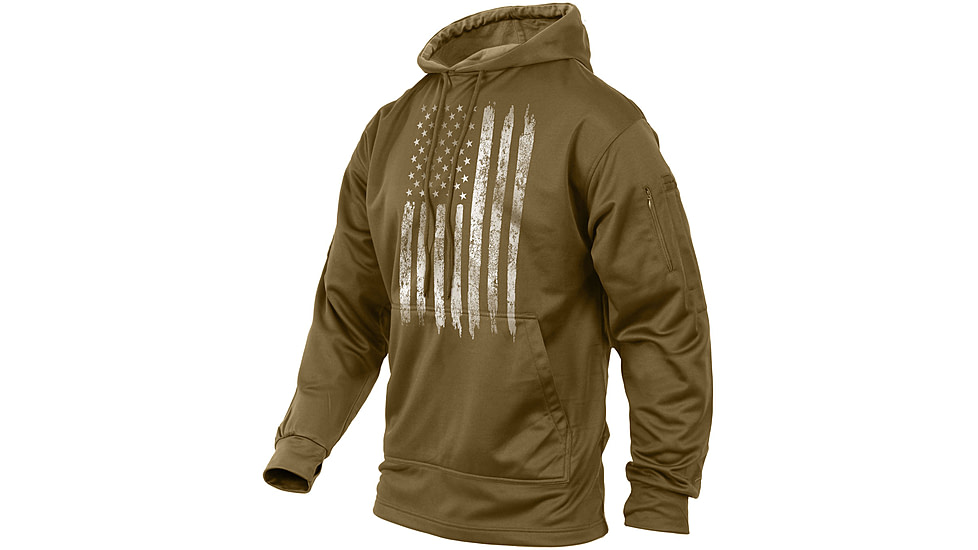 Rothco U.S. Flag Concealed Carry Hoodie - Men's, Coyote Brown, Extra Large, 8081-CoyoteBrown-XL