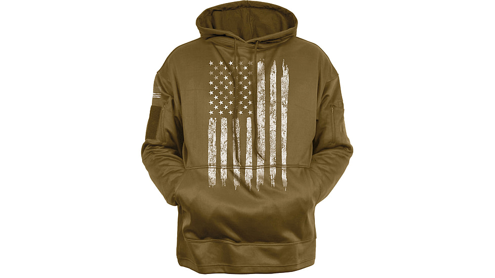 Rothco U.S. Flag Concealed Carry Hoodie - Men's, Coyote Brown, Extra Large, 8081-CoyoteBrown-XL