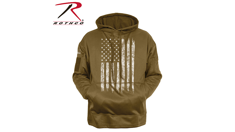 Rothco U.S. Flag Concealed Carry Hoodie - Men's, Coyote Brown, 4XL, 80830-CoyoteBrown-4XL