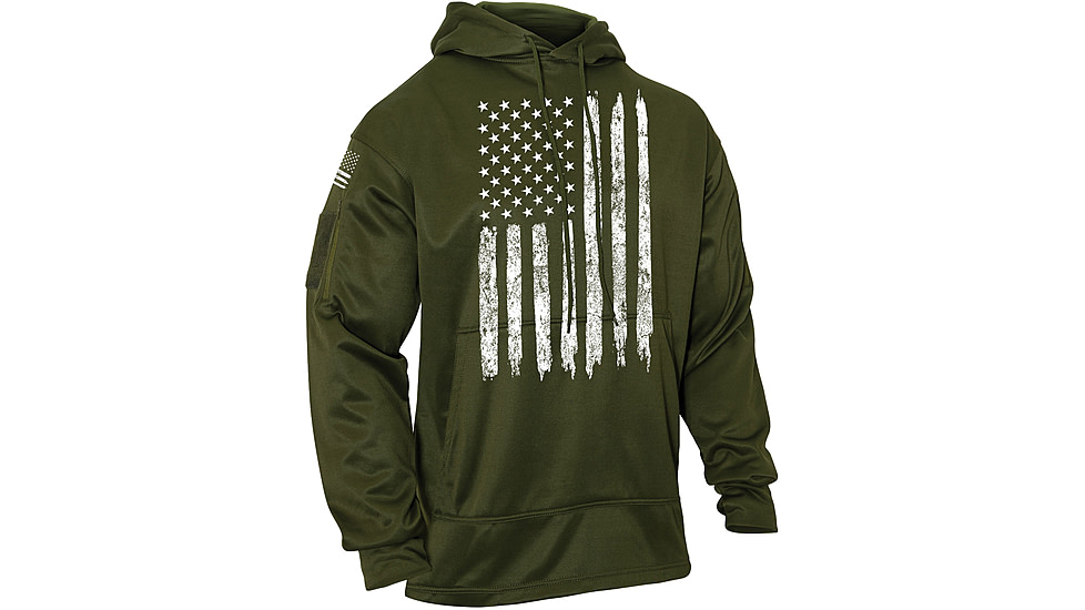 Rothco U.S. Flag Concealed Carry Hoodie - Men's, Olive Drab, Small, 8091-OliveDrab-S