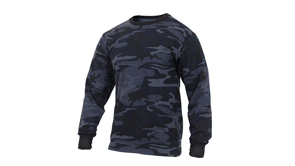Rothco Long Sleeve Colored Camo T-Shirt, Small, Midnight Blue Camo, 3637-MidnightBlueCamo-S