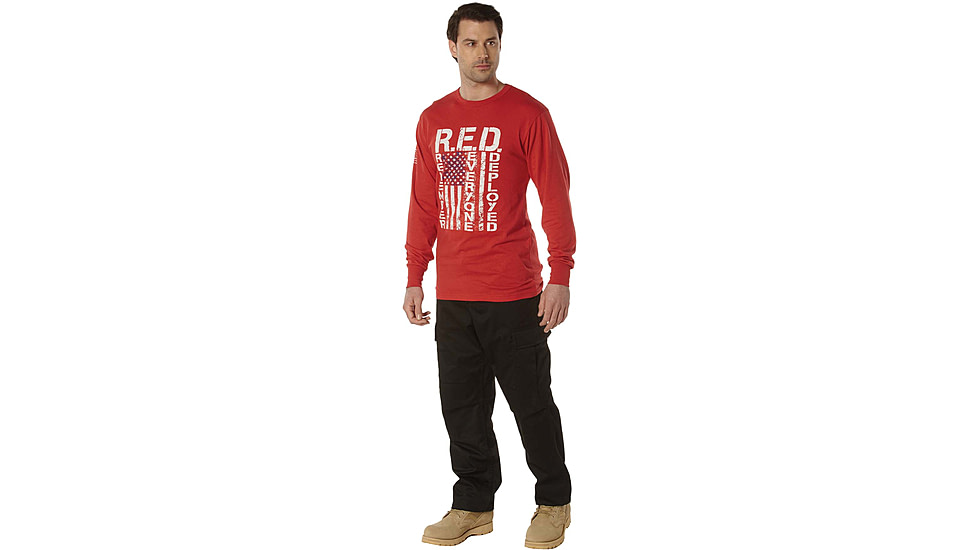 Rothco Long Sleeve R.E.D. Remember Everyone Deployed Athletic Fit T-Shirt - Mens, Red, Large, 11820-Red-L