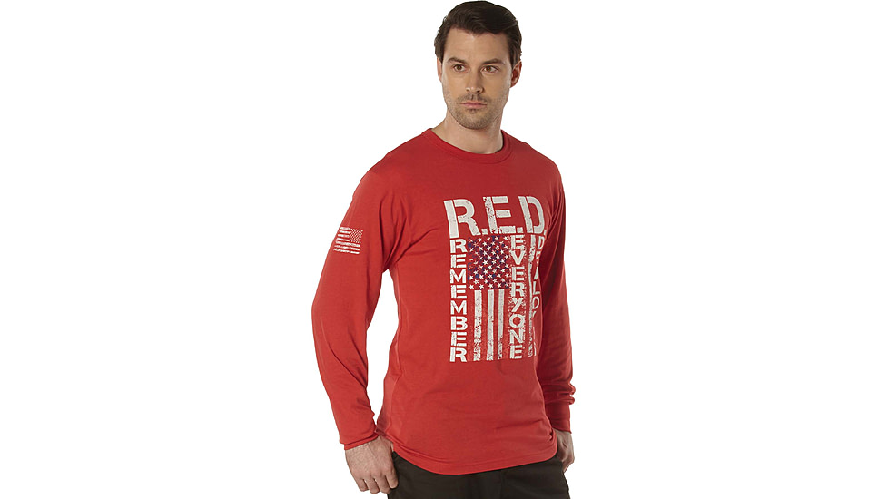 Rothco Long Sleeve R.E.D. Remember Everyone Deployed Athletic Fit T-Shirt - Mens, Red, Large, 11820-Red-L
