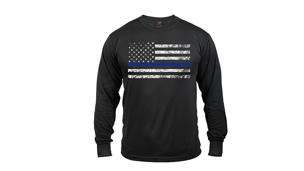 Rothco Long Sleeve Thin Blue Line T-Shirt, M, 3925-M