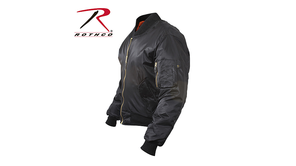 Rothco MA-1 Flight Jacket, Black, Extra Small, 7324-Black-XS