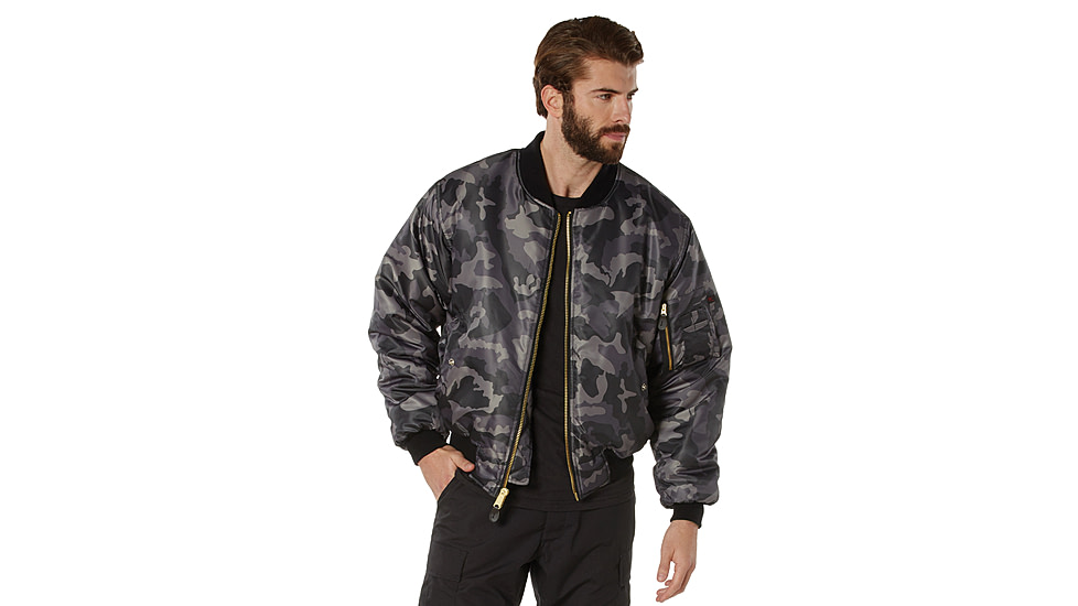 Rothco MA-1 Flight Jacket, Extra Small, Black Camo, 73330-BlackCamo-XS