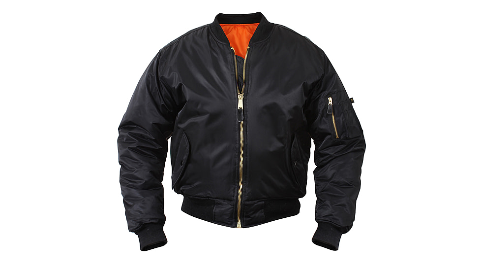 Rothco MA-1 Flight Jacket, Black, Extra Small, 7324-Black-XS