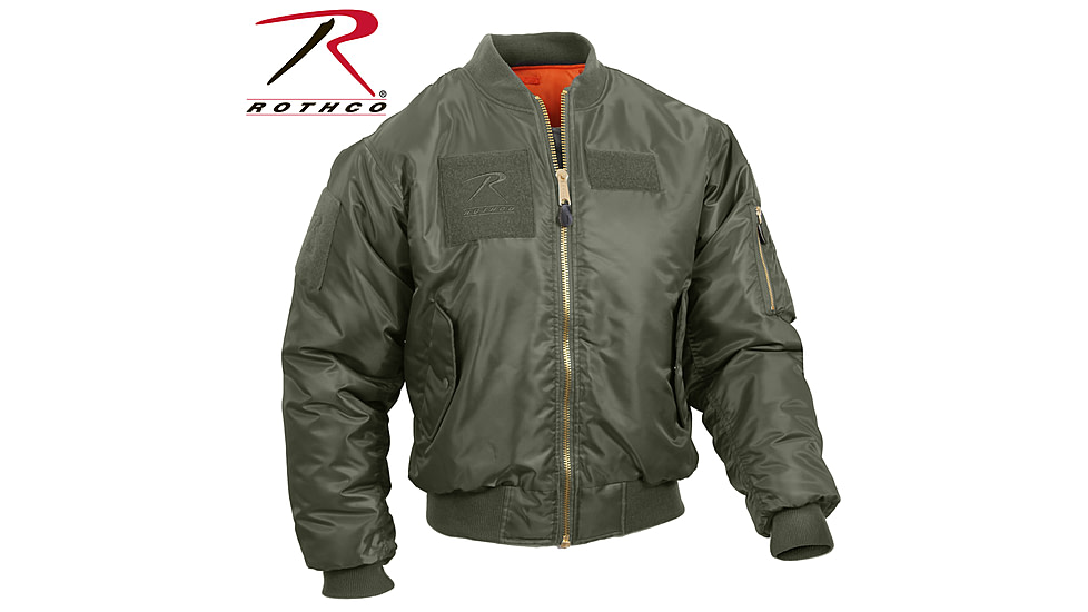 Rothco MA-1 Flight Jacket with Patches, Sage Green, Small, 7240-SageGreen-S