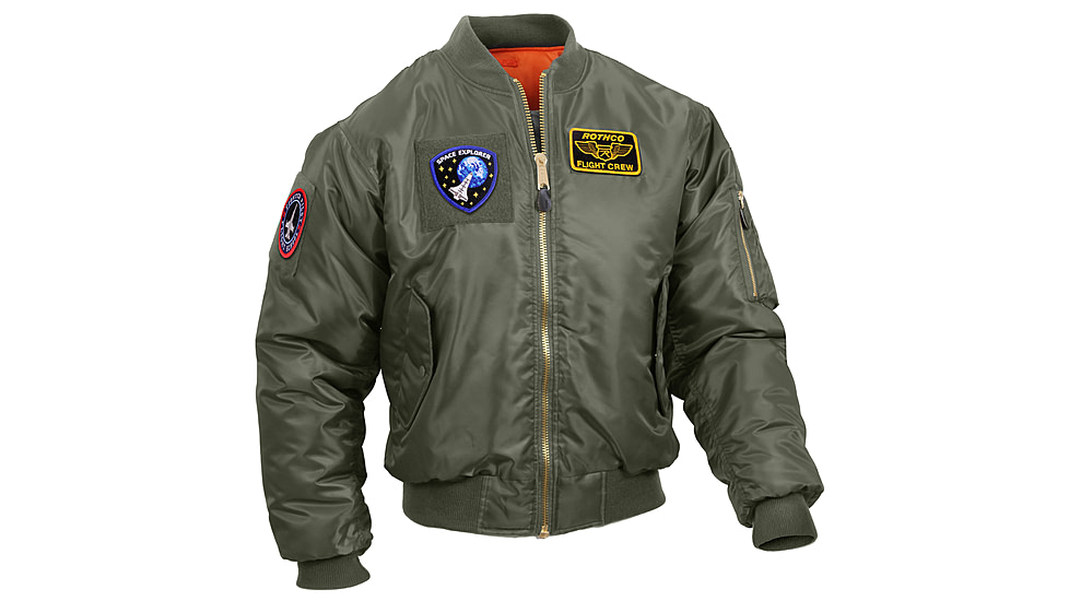 Rothco MA-1 Flight Jacket with Patches, Sage Green, Small, 7240-SageGreen-S