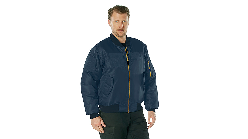 Rothco MA-1 Flight Jacket w/ Patches - Mens, Navy Blue, Small, 77255-NavyBlue-S