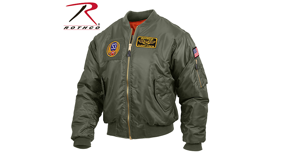 Rothco MA-1 Flight Jacket with Patches, Sage Green, 4XL, 72420-SageGreen-4XL