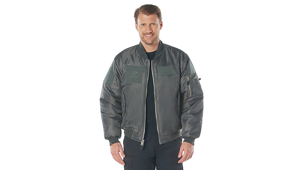Rothco MA-1 Flight Jacket w/ Patches - Mens, Gunmetal Grey, Small, 77250-GunmetalGrey-S
