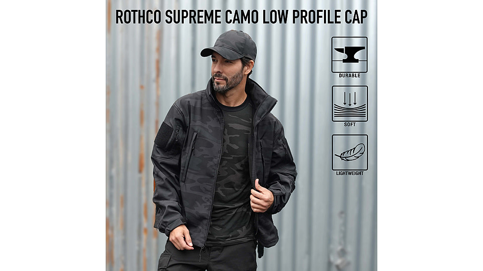 Rothco Midnight Camo Low Profile Caps, Midnight Black Camo, One Size, 613902034273