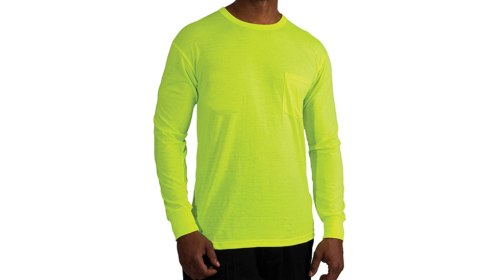 Rothco Moisture Wicking Long Sleeve Pocket T-Shirt - Mens, Safety Green, Small, 11221-S