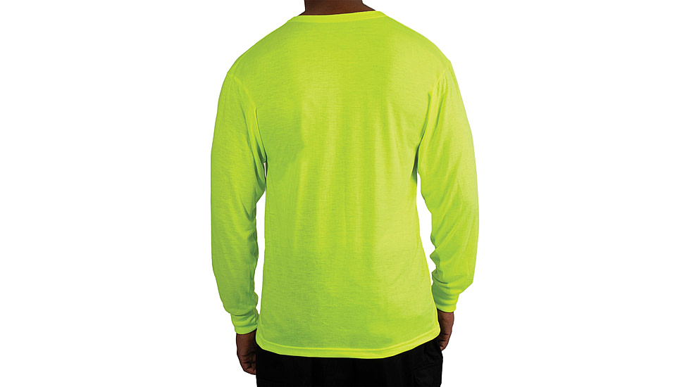 Rothco Moisture Wicking Long Sleeve Pocket T-Shirt - Mens, Safety Green, Small, 11221-S