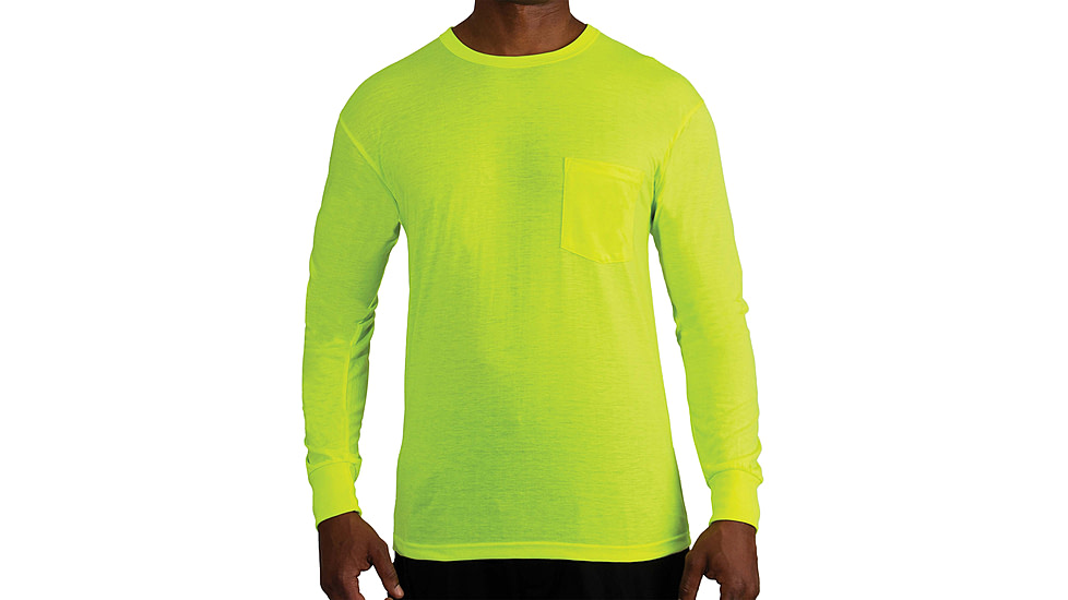 Rothco Moisture Wicking Long Sleeve Pocket T-Shirt - Mens, Safety Green, Small, 11221-S