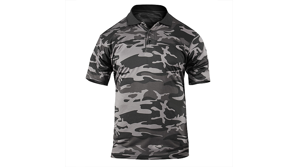 Rothco Moisture Wicking Polo Shirt, Small, Black Camo, 20020-BlackCamo-S