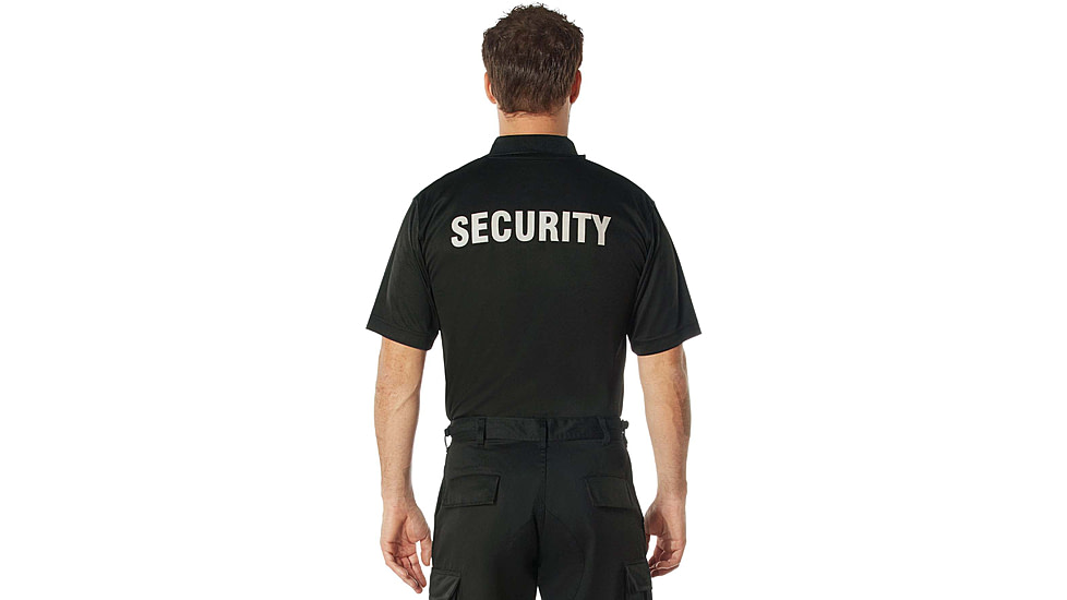 Rothco Moisture Wicking Security Polo Shirt - Mens, Black w/White Lettering, S, 3216-Sm