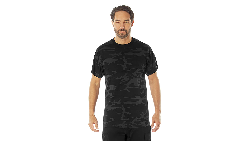 Rothco Moisture Wicking T-Shirt - Men's, Midnight Black Camo, Extra Large, 12320-MidnightBlackCamo-XL