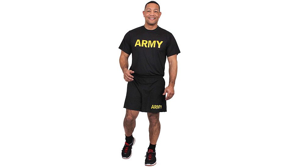 Rothco Physical Training Shirt, Black/Gold, S, 46020-Sm