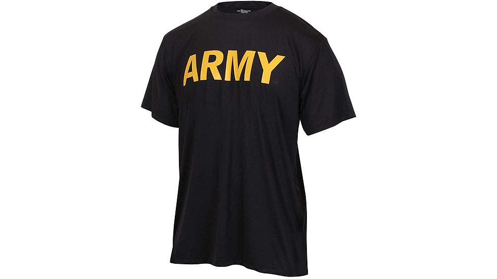 Rothco Physical Training Shirt, Black/Gold, S, 46020-Sm